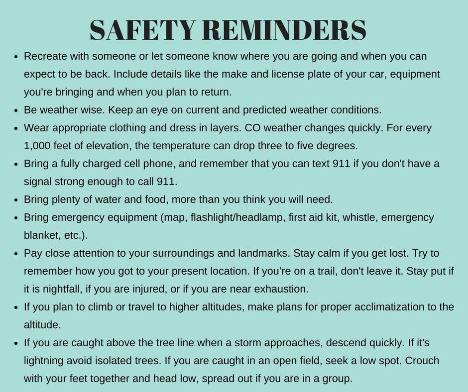 Safety Reminders via Boulder County Sheriff's Office Safety Reminders via Boulder County Sheriff's Office