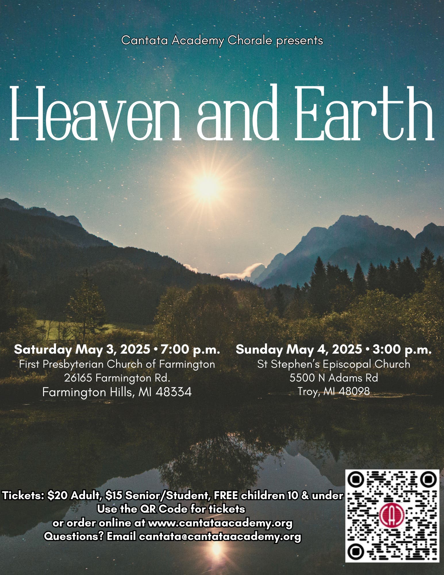 Heaven and Earth, a choral music concert (Cantata Academy Chorale)