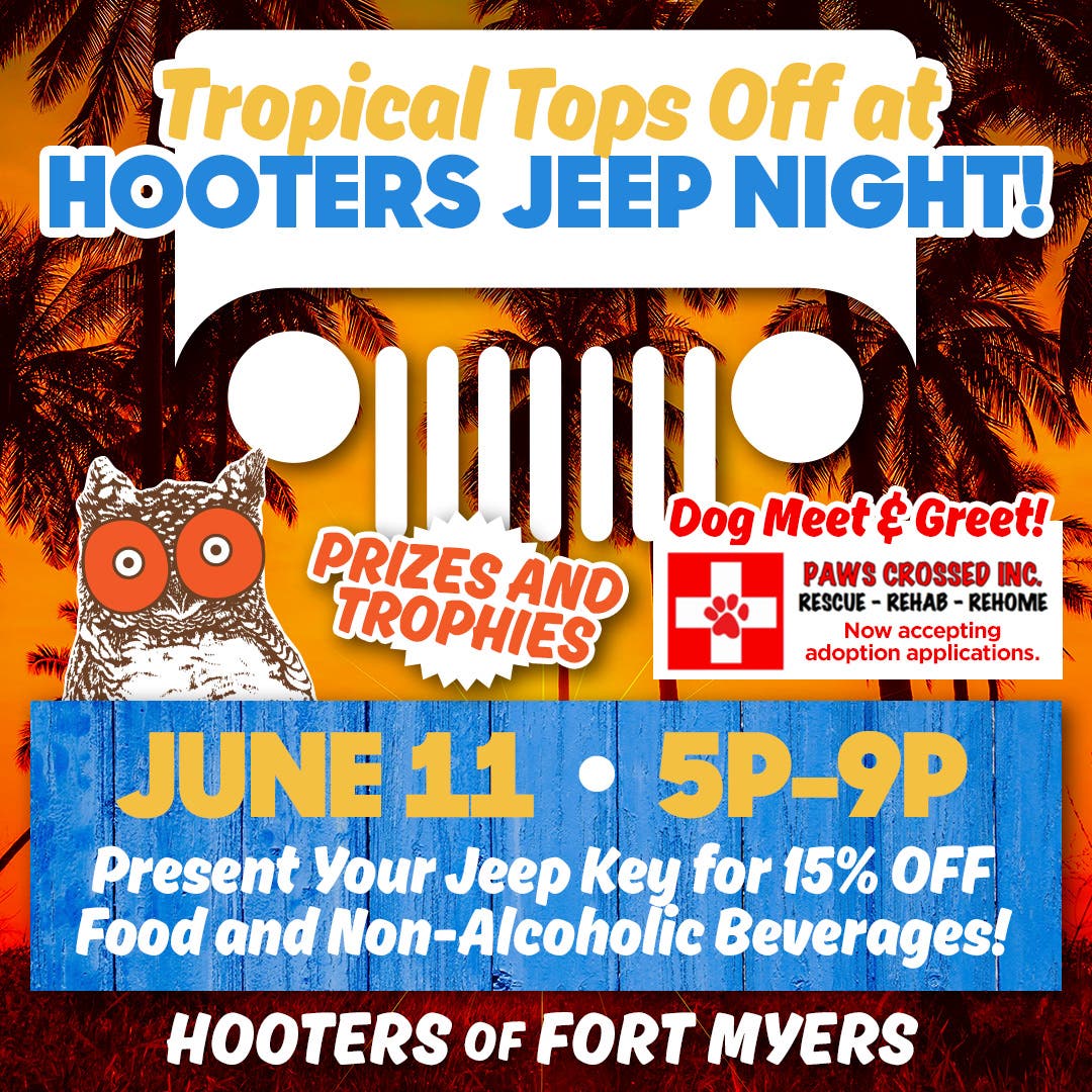 Tropical Tops Off at Fort Myers Hooters Jeep Night  