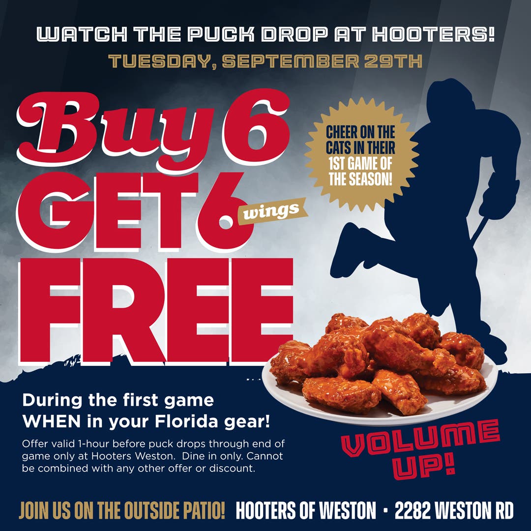 Watch the Puck Drop at Hooters of Weston 