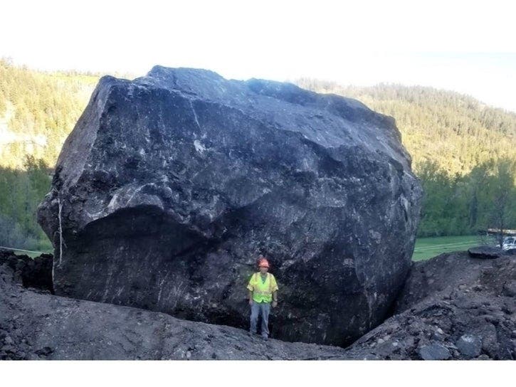 Tourists have been flocking to see massive boulder that destroyed a section of Highway 145.