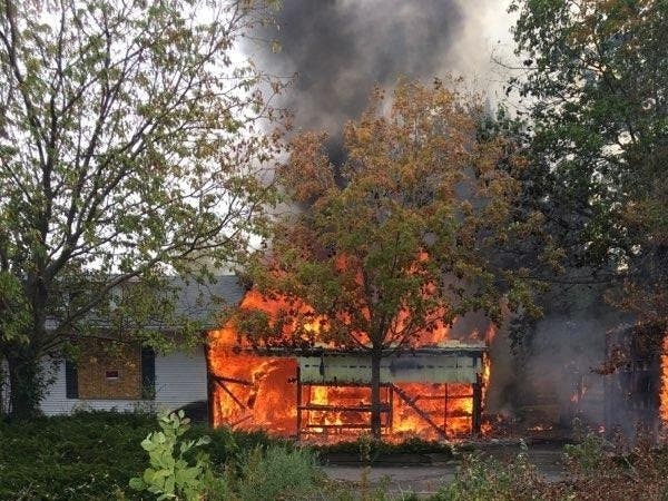 A Lakewood building, which is adjacent to the former White Fence Farm restaurant, went up in flames Friday afternoon.