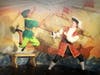 Peter Pan fights Captain Hook 