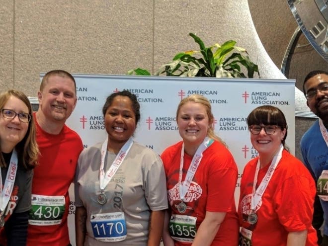 Katina Fitch with her Fight For Air Climb team at the event last year