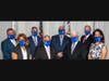 Officials of Orland Township pose wearing facemarks from their Orland Township website.