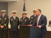 Illinois Senator Michael Hastings joins OFPD Fire Chief Michael Schofield, Deputy Chief Nick Cinquepalmi and Battalion Chiefs to outline state funding to enhance 911 emergency response system in 51 communities