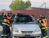 OFPD Firefighters/Paramedics demonstrate how they use the "Jaws of Life" to extricate a victim from a vehicle accident during the annual Open House July 13, 2023