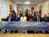 From left, UN Ambassador Gheilani of GCC (Vienna); UN Ambassador Bucheeri of Bahrain (Vienna); Dr. Hong, president of FOWPAL; Bishop Camillo Ballin; UN Ambassador Assaf of Lebanon (Vienna), and UN Ambassador Koubaa of the League of Arab States (Vienna).
