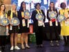 Dr. Ameenah Gurib-Fakim, former President of Mauritius, third from right, on behalf of Dr. Hong, Tao-Tze, President of FOWPAL, presents the compass clock of conscience to youth leaders.  