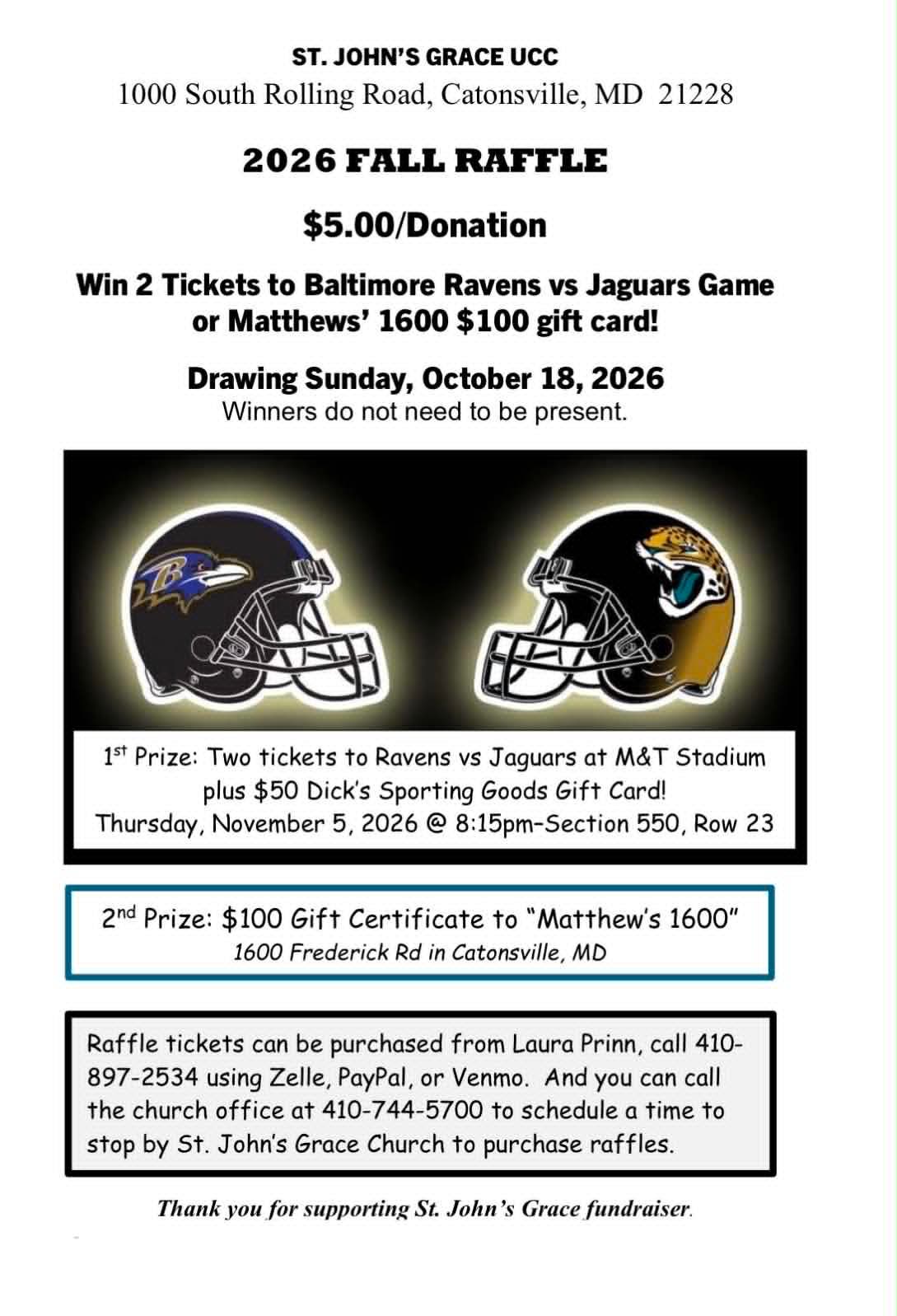 Fall Raffle: Ravens Tickets!!