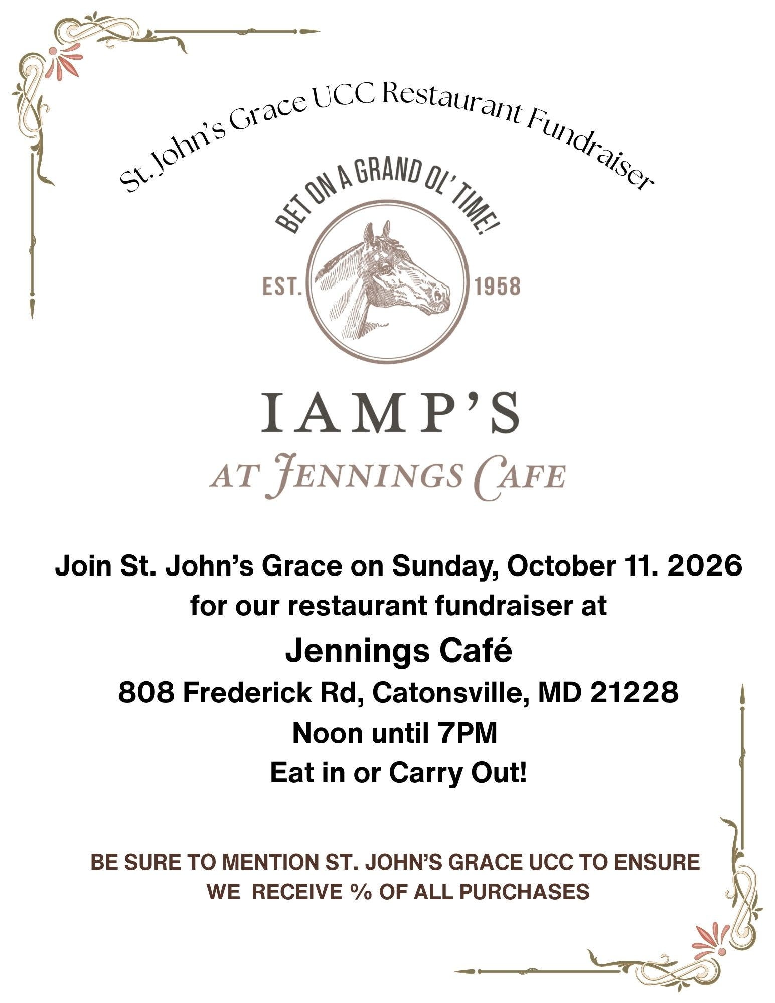 St. John's Grace Restaurant Fundraiser at Jennings Cafe