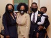 From L to R: Dr. Devon Cromartie-Bodrick; Acting Mayor of Boston Kim Janey; Rev. Willie Bodrick, II; and Willie Bodrick, III at the Pastoral Installation Service for Rev. Bodrick, II at the historic Twelfth Baptist Church on Sunday, September 26, 2021 