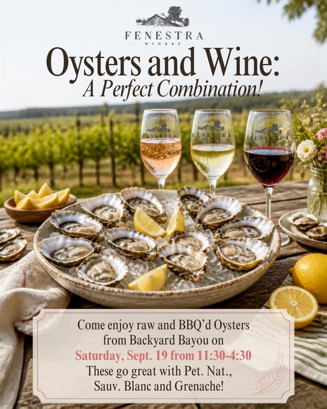 Oyster Saturday at Fenestra Winery