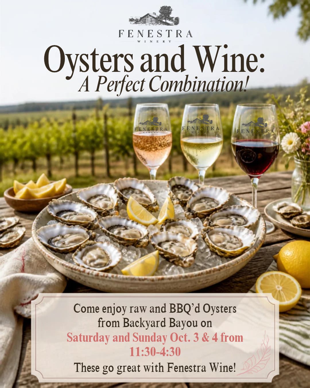 Oysters at Fenestra - Saturday and Sunday!