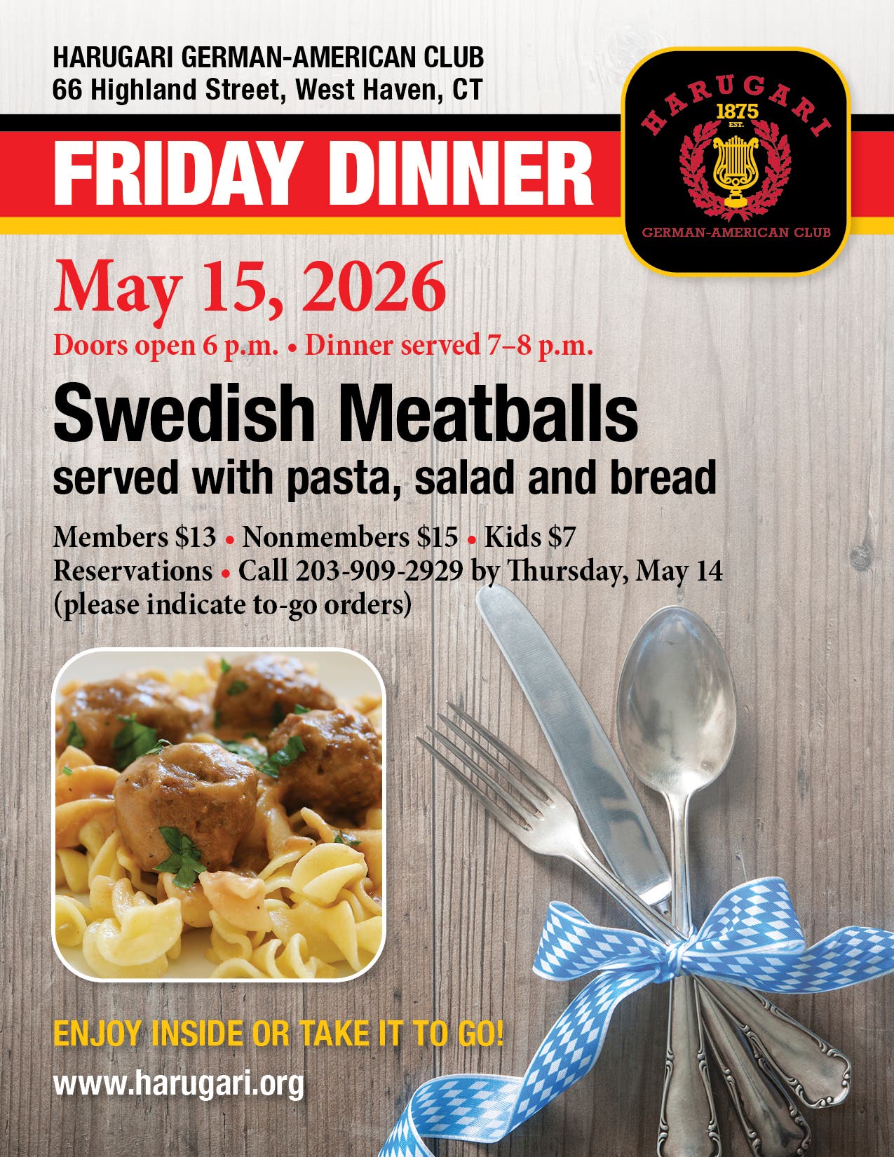 Harugari Swedish Meatballs Friday Dinner