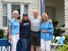 Swim Across America - Fairfield County event director Nancy Carr with former co-event director Cristy Fraser, top fundraiser Peter Carlson, and Olympic swimmer and honorary co-chair of the swim Donna de Varona. This year's swim is scheduled for June 29.