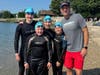 Shep Jennings and Jedd Gallagher of the Darien YMCA Piranhas with their teammates and Swim Across America CEO Rob Butcher. Shep Jennings is 2nd from right and Jedd Gallagher is 3rd from right. Jedd was named after an oncologist who saved his dad's life.