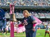 Patti Hasemann rings the bell to mark the end of chemotherapy treatment for breast cancer. 