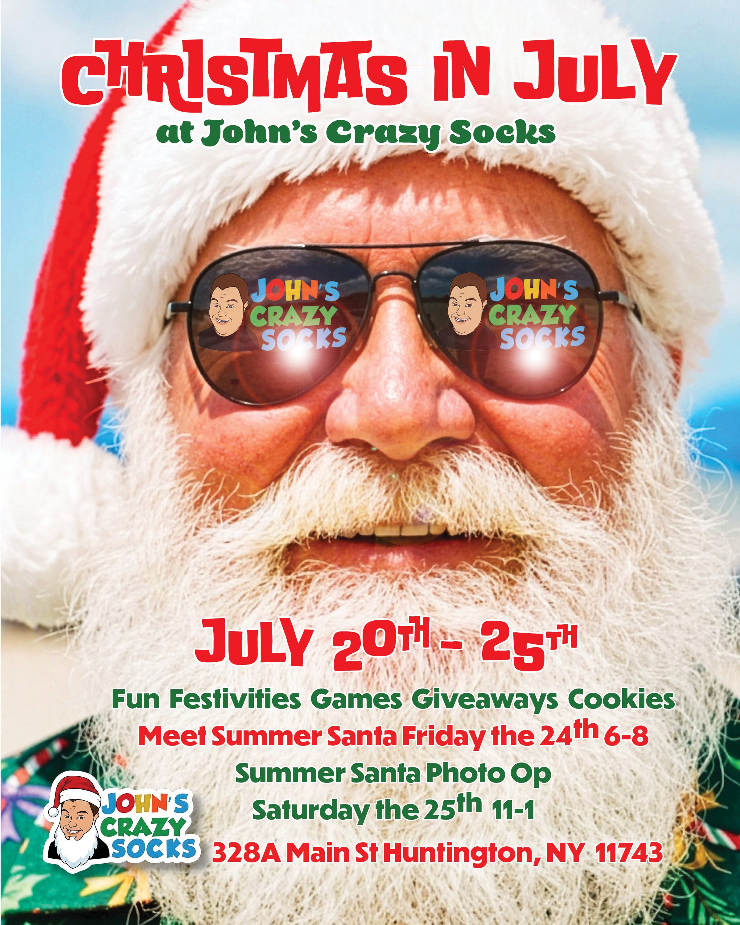 Christmas Morning in July: Santa Photos & Snowball Fight at John's Crazy Socks