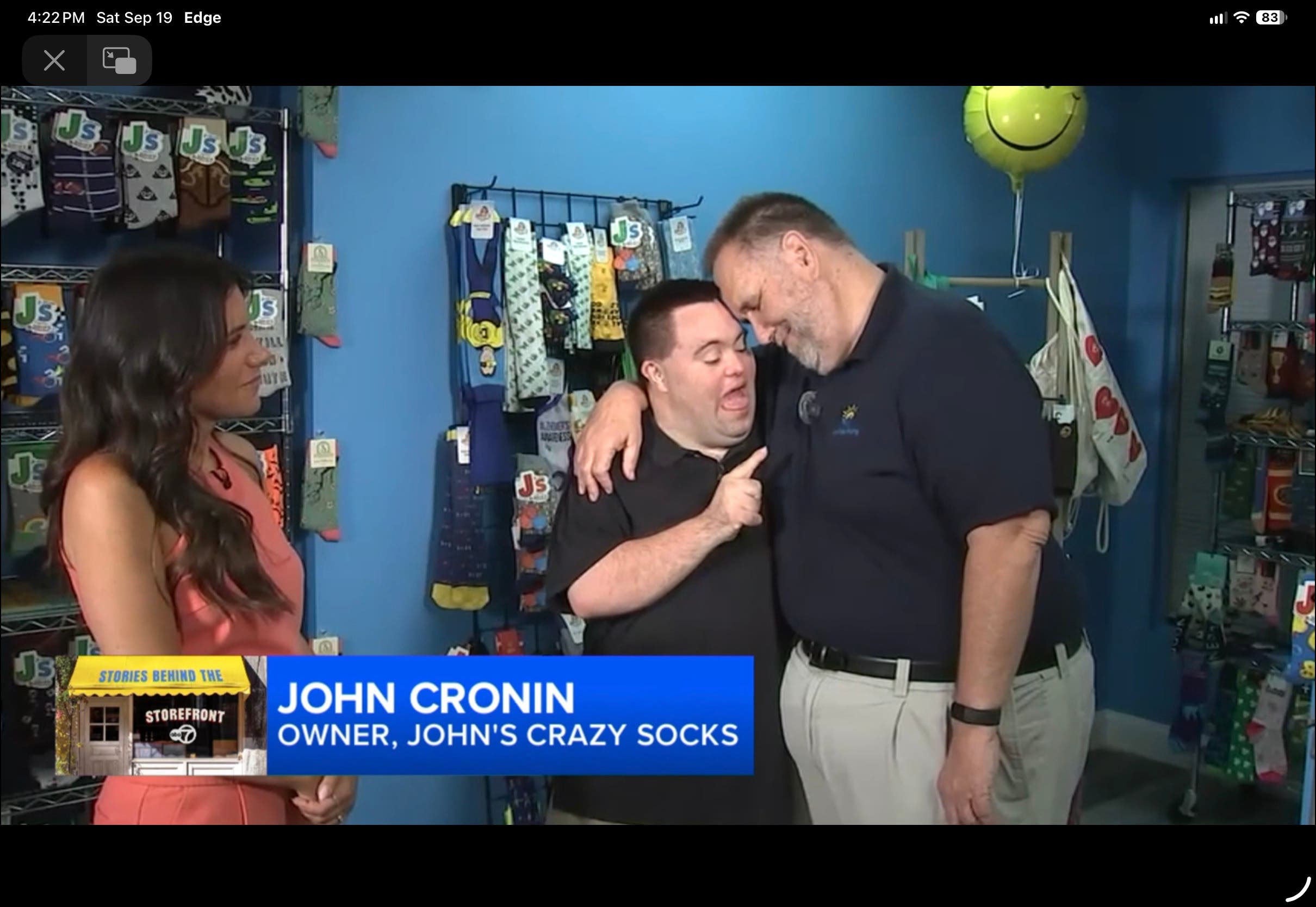 Huntington's John's Crazy Socks Featured on ABC7 New York