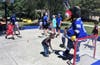 Thunderbug visits with children at A Kid's Place in Brandon. 