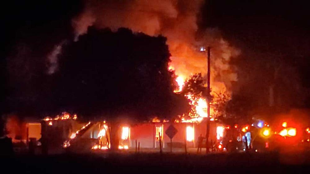 The blaze quickly spread through the fellowship hall. 