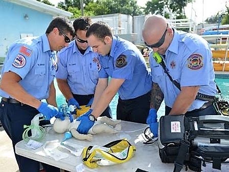 Pinellas Park firefighters will stage a mock drowning.