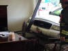 No one was injured but ​employees were shaken up when an accident resulted in two cars crashing into an office building.