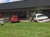 No one was injured but ​employees were shaken up when an accident resulted in two cars crashing into an office building.