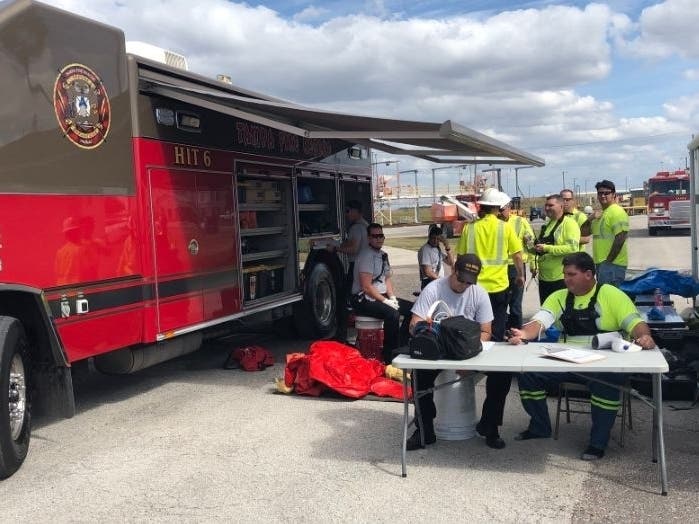 The Tampa Fire Rescue hazardous materials team is testing the contents of the package. 