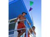 Lifeguards follow weather reports throughout the day. 