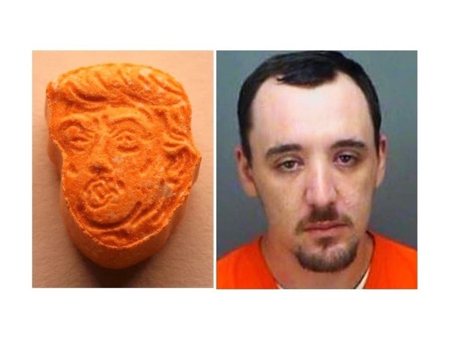 A 23-year-old Clearwater man was busted after being accused of possessing ecstasy pills shaped like President Donald Trump's head. 