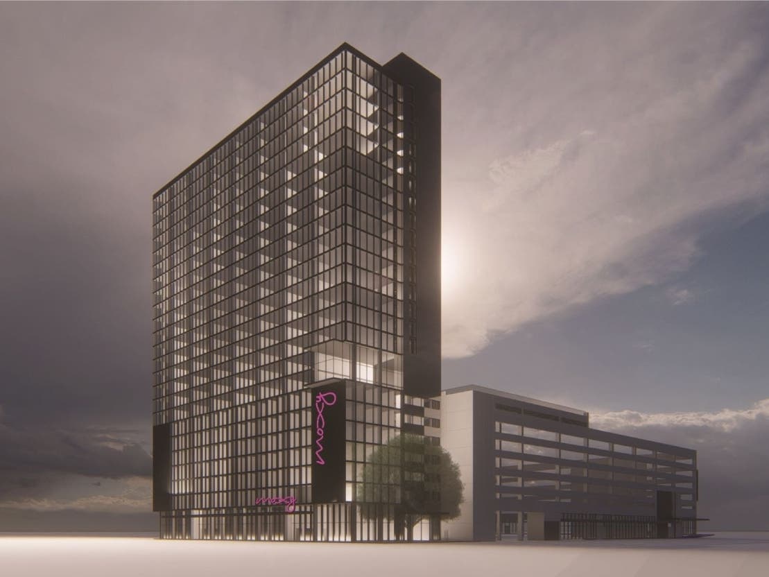 Plans call for a 153-room hotel that will occupy the first seven floors within a new, mixed-use, 25-story tower. 