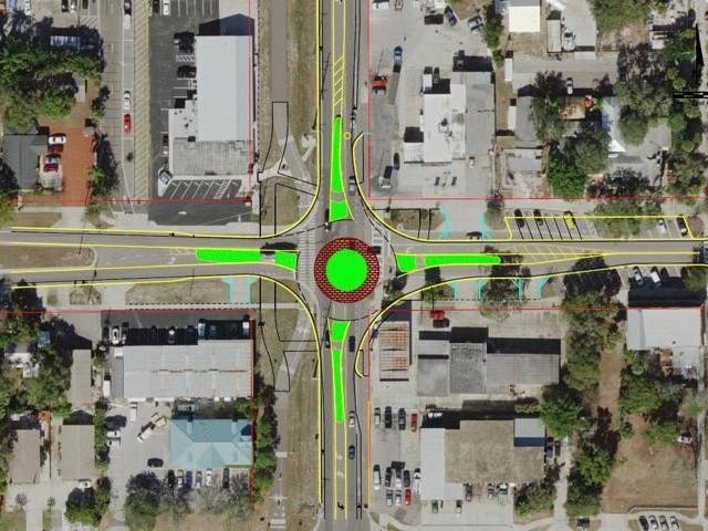 The DOT favors putting in a roundabout at the intersections of Alternate U.S. 19 and Florida Avenue.