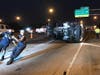 A tractor-trailer truck overturned on I-75 after colliding with a large tire on the highway Saturday.