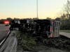 Traffic was tied up at the northbound entrance ramp to Interstate 75 at Interstate 4 after a truck spilled a load of gravel.