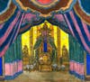 Alexandre Benois, Scene design for the King's bedroom, Act III, in LeRossignol, 1914