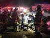 Two people were taken to the hospital as trauma alerts Thursday night following a head-on crash on North Betty Lane. 