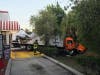 An out-of-control delivery truck crashed into a traffic light pole just before 7 a.m. Wednesday, knocking out the power supply for the signal.