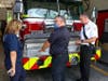 In a time-honored firehouse tradition, members of the Pasco County Fire Rescue pushed the department's new Engine 14 into its bay to celebrate its arrival. 