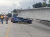 The eastbound of the Selmon Expressway at Willow Avenue will be closed for an extended period after at 160-foot concrete beam transported by a tractor trailer separated and collided with the outside guardrail and overpass barrier wall. 