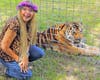 Carole Baskin poses with Jasmine, one of the many exotic cats that have been rescued by Big Cat Rescue.