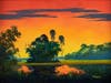 Mary Ann Carroll painted this backwater scene at twilight.