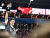 MVP quarterback Tom Brady raised the Vince Lombardi Trophy.