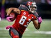 In this Oct. 5, 2014, file photo, Tampa Bay Buccaneers wide receiver Vincent Jackson (83) runs with the ball in the second half of an NFL football game against the New Orleans Saints in New Orleans.