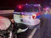 Among the vehicles damaged was a Clearwater police patrol unit. 