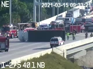 The Florida Highway Patrol is investigating a crash that resulted in yard waste and propane tanks to be strewn across Interstate 275 in Hillsborough County.