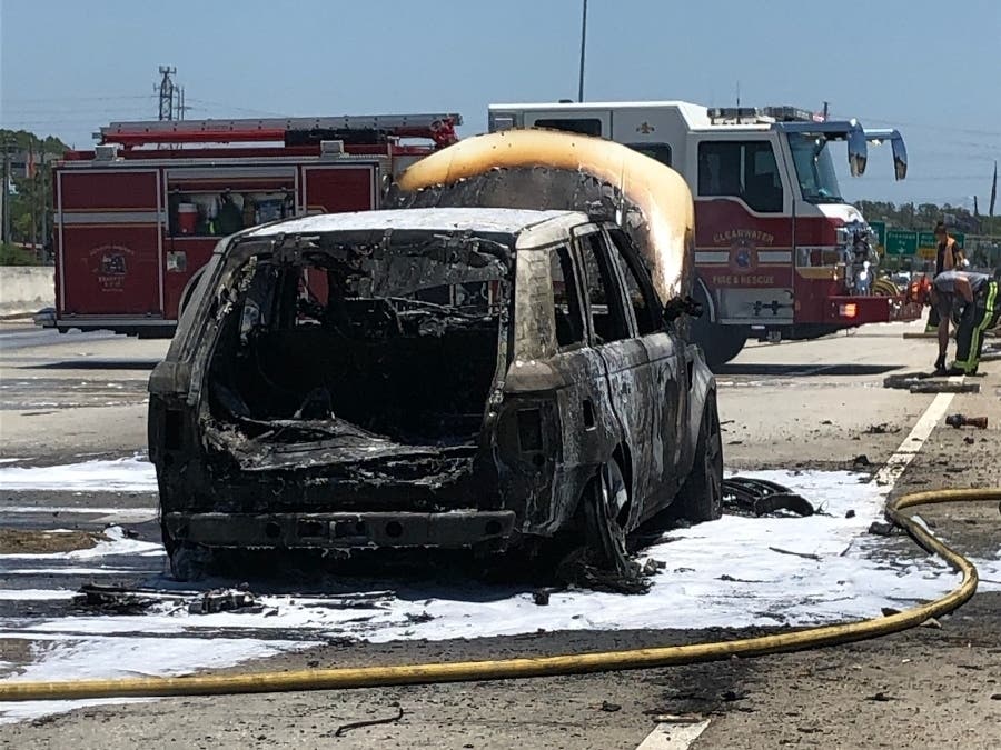All lanes have reopened following a vehicle fire that closed the southbound lanes of U.S. 19 near Countryside Boulevard Monday afternoon. 