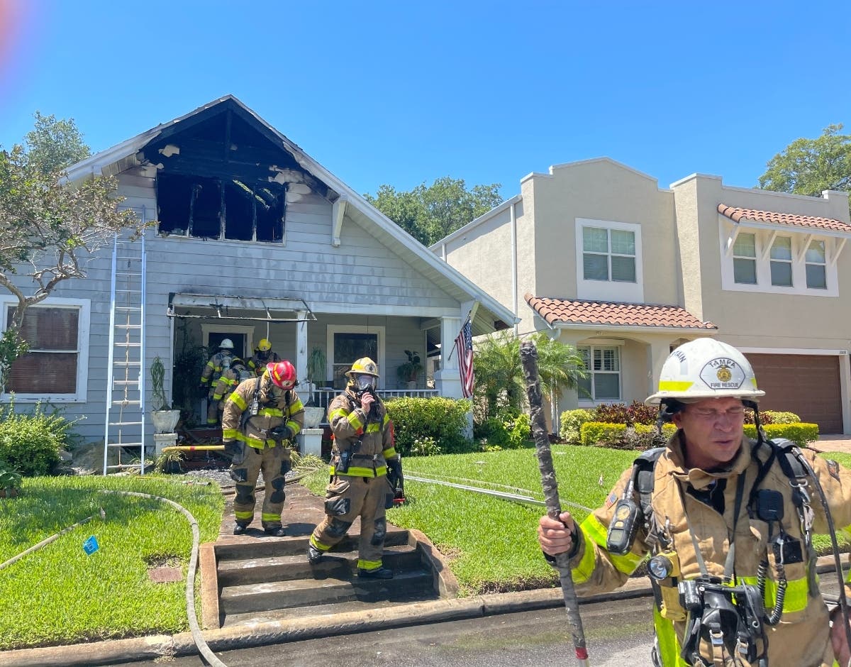 A South Tampa resident and her dog escaped injury, but the fate of two cats remains uncertain following a fire that swept through a home in the 3000 block of West Bay Vista Avenue at 11:30 a.m. Wednesday.