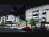 This rendering shows a view of the complex at night. 